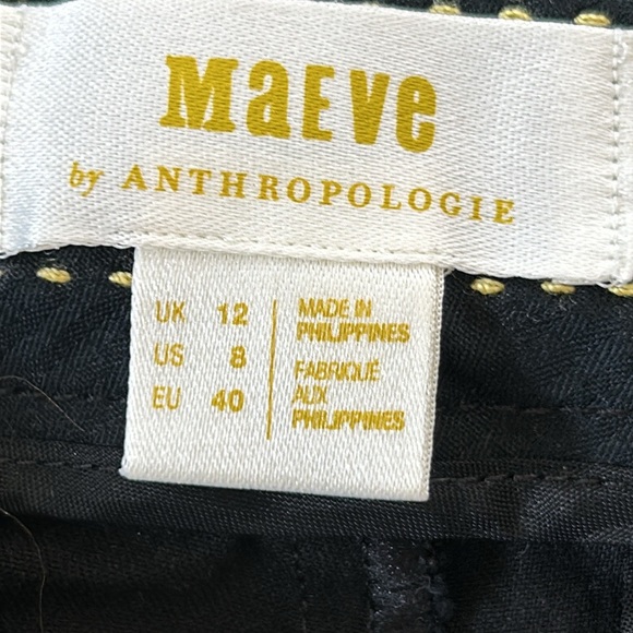 Maeve By Anthropologie Black Dress Trousers w Welt Pockets, Belt Loops Size 8 - Picture 2 of 12